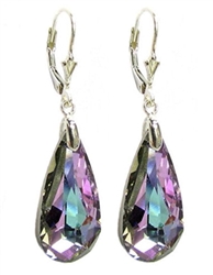 Sterling Silver Leverback Dangle Earrings Vitrial Light Purple Swarovski Elements Crystal Earrings #SSE6