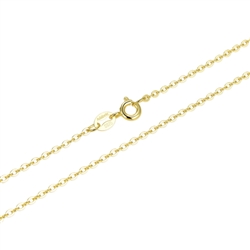 1pc Real Gold Plated 925 Sterling Silver 18 Inch Cable Chain Necklace (1.5mm/0.06 Inch width) Hypoallergenic Nickel Free Jewelry SSG49-18
