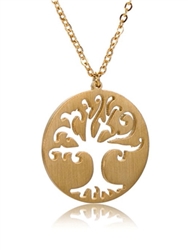 925 Sterling Silver Tree of Life Disk Pendant Necklace 16