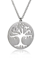 925 Sterling Silver Tree of Life Disk Pendant Necklace 18