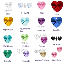 12pcs Authentic Swarovski Xilion #6228 10mm (0.39 inch) Heart Shaped Pendant Crystal Drop Beads for Jewelry Craft Making SWA-H