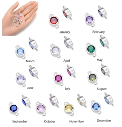 U Pick 2pcs Adabele 925 Sterling Silver Birthstone Charm Link Connector 6mm/0.24 Inch Cubic Zirconia Gemstone Hypoallergenic for Jewelry Making