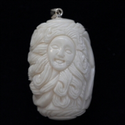 1 x 3D Goddess Mermaid Buffalo bone Carving Pendant with Sterling silver bail #bp112