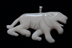 1 x Lion King in buffalo bone Carving Pendant with Sterling silver bail #bp20