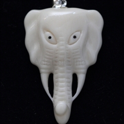1 x Sacred Elephant King in buffalo bone Carving Pendant with Sterling silver bail #bp23