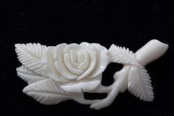 1 x Lovely Rose in buffalo bone Carving Pendant with Sterling silver bail #bp46