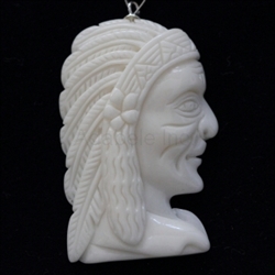 1 x Indian Female Chief Buffalo Bone Hand Carving Pendant with sterling silver bail #bp65