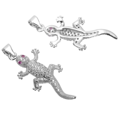 1pc Top Quality Silver Unique Lizard Charm/Pendant with Man Made Diamond Simulants # MCAC06