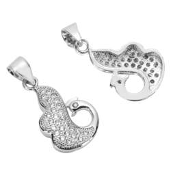 1pc Top Quality Beautiful Silver Peacock Charm/Pendant with Man Made Diamond Simulants # MCAC07