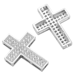 1pc Top Quality Silver Hope, Faith Cross Charm/Pendant with Man Made Diamond Simulants # MCAC09