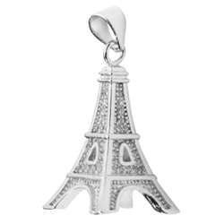 1pc Top Quality Silver Eiffel Tower Charm/Pendant with Man Made Diamond Simulants # MCAC11