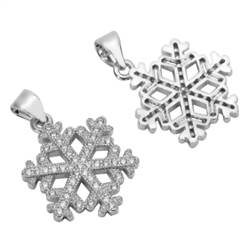 1pc Top Quality Silver Snowflake Charm/Pendant with Man Made Diamond Simulants # MCAC21
