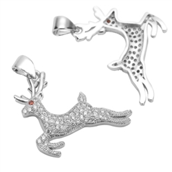 1pc Top Quality Silver Reindeer Charm/Pendant with Man Made Diamond Simulants # MCAC22