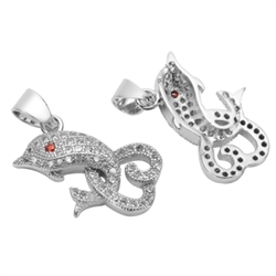 1pc Top Quality Silver Dolphin Jumping Cross Love Ring Charm/Pendant Man Made Diamond Simulants # MCAC26
