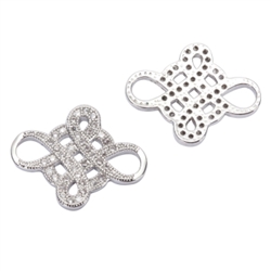 1pc Top Quality Silver Chinese Luck Knot Charm/Pendant with Man Made Diamond Simulants # MCAC29