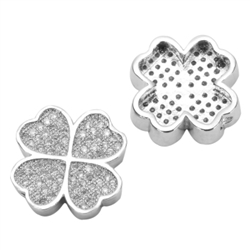 1pc Top Quality Silver Flower Charm Connectors with Man Made Diamond Simulants # MCAC36