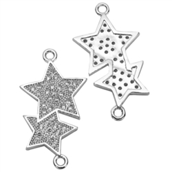 1pc Top Quality Silver Star Union Charm Connector with Man Made Diamond Simulants # MCAC45
