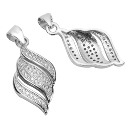 1pc Top Quality Silver Magic Feather Charm/Pendant with Man Made Diamond Simulants # MCAC46