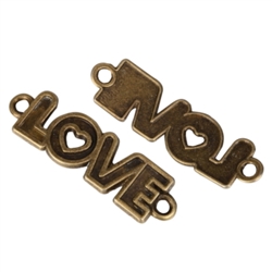 10 x Love Charms 30x10mm Antique Bronze Tone  #MCZ183