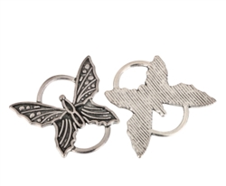10 x Butterfly Charms 26x25mm Antique Silver Tone  #MCZ244