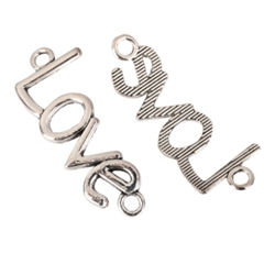 10 x Love Charms Connector 30x11mm Antique Silver Tone  #MCZ272