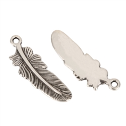 10 x Magic Feather Charms 22x10mm Antique Silver Tone  #MCZ377