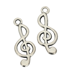 10 x Music Note Charms 20x9mm Antique Silver Tone  #MCZ481