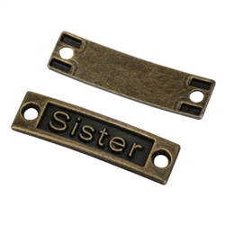 5 x Best Sister Charms Connector 35x10mm Antique Bronze Tone  #MCZ483