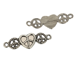 10 x Love & Peace Charms Connector 30x12mm Antique Silver Tone  #MCZ489