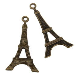 10 x Eiffel Tower Charms 30x18mm Antique Bronze Tone  #MCZ511