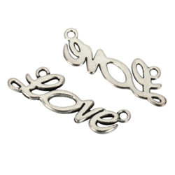 10 x Love Charms Connector 30x10mm Antique Silver Tone  #MCZ528