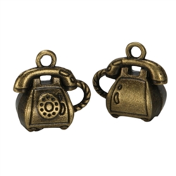 10 x Telephone Charms 15x12mm Antique Bronze Tone  #MCZ530
