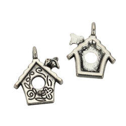 10 x Love House Charms 13mm Antique Silver Tone  #MCZ596