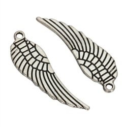 10 x Feather Charms 27x9mm Antique Silver Tone  #MCZ649