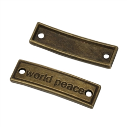 10 x World Peace Charms Connector 35x10mm Antique Bronze Tone  #MCZ670