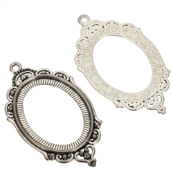 2 x Cabochon Setting Frame Jewelry Mounting 59x36mm Antique Silver Tone  #MCZ733