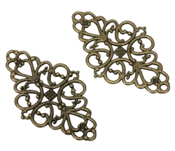 10 Flowery Charms Connector 40x24mm Antique Bronze Tone #MCZ739