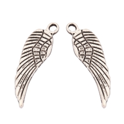 20 Magic Feather Charms 15x5mm Antique Silver Tone #MCZ769