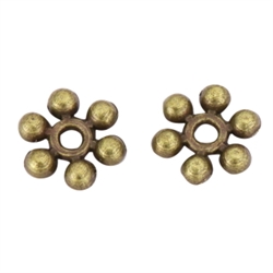20 Flower Charms Spacer 6mm Antique Bronze Tone #MCZ784