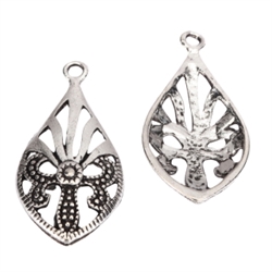 10 Artistic Charms 27x16mm Antique Silver Tone #MCZ787