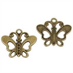 10 Butterfly Charms 24x20mm Antique Silver Tone #MCZ792
