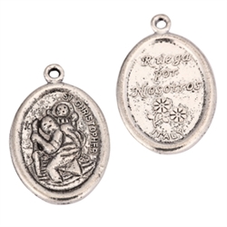 10 St. Christopher Charms 22x16mm Antique Silver Tone #MCZ813