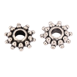 20 Flower Charms spacer 9mm Antique Silver Tone #MCZ817