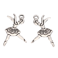 20 Dancing Artist Charms 25x15mm Antique Silver Tone #MCZ841