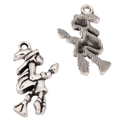 20 Magic Witch on Bloom Charms 22x13mm Antique Silver Tone #MCZ855