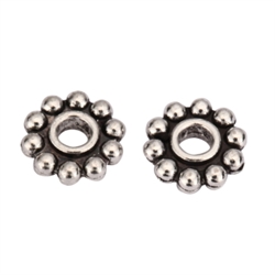20 Flower Charms spacer 10mm Antique Silver Tone #MCZ865
