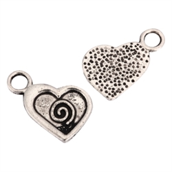 10 Heart Love Charms 15mm Antique Silver Tone  #MCZ1087