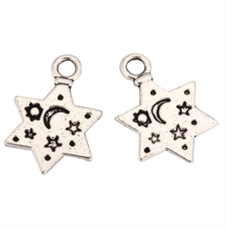 20 x Star Charms 15mm Antique Silver Tone  #MCZ1131