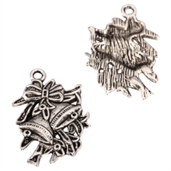 10 x Holiday Ring Bell Charms 22x18mm Antique Silver Tone  #MCZ1148