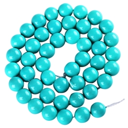 High Quality 6mm Turquoise Blue Natural Shell Pearl Loose Beads, ~15.5